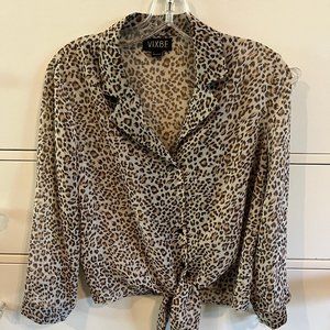 Sheer Leopard Print Blouse Size Small